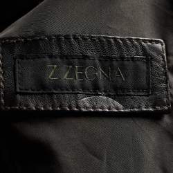 Pre Owned Z Zegna Brown Leather Zip Front Jacket M