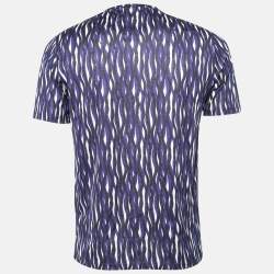 Pre Owned Z Zegna Purple Printed Cotton Short Sleeve Round Neck T-Shirt M