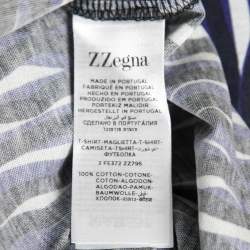 Pre Owned Z Zegna Purple Printed Cotton Short Sleeve Round Neck T-Shirt M