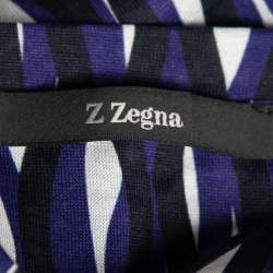 Pre Owned Z Zegna Purple Printed Cotton Short Sleeve Round Neck T-Shirt M
