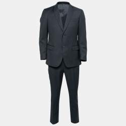 Z Zegna Navy Blue Striped Wool Regular Fit Suit M
