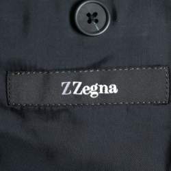 Z Zegna Navy Blue Striped Wool Regular Fit Suit M