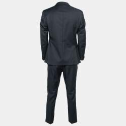 Z Zegna Navy Blue Striped Wool Regular Fit Suit M