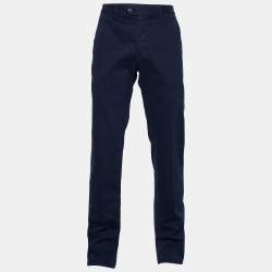 Z Zegna Navy Blue Stretch Cotton Regular Fit Pants L