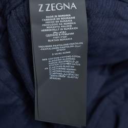 Z Zegna Navy Blue Stretch Cotton Regular Fit Pants L