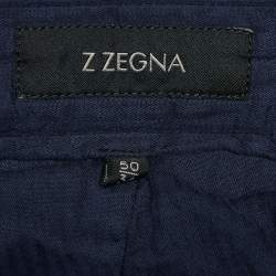 Z Zegna Navy Blue Stretch Cotton Regular Fit Pants L
