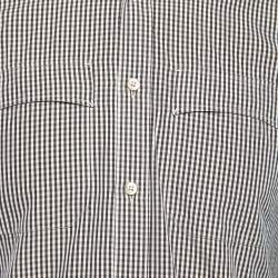 Z Zegna Brown Checkered Cotton Button-Front Shirt M   