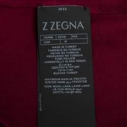 Z Zegna Purple Train Print Wool Crewneck Sweater M