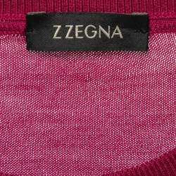 Z Zegna Purple Train Print Wool Crewneck Sweater M