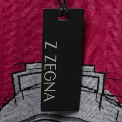 Z Zegna Purple Train Print Wool Crewneck Sweater M