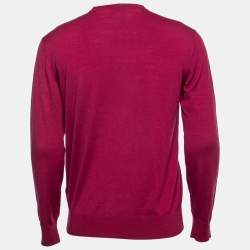 Z Zegna Purple Train Print Wool Crewneck Sweater M