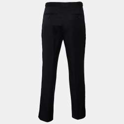 Z Zegna Black Wool Side Trim Detail Straight Leg Pants M