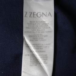 Pre Owned Z Zegna Navy Blue Cotton Printed T-Shirt S