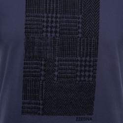 Pre Owned Z Zegna Navy Blue Cotton Printed T-Shirt S