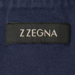 Pre Owned Z Zegna Navy Blue Cotton Printed T-Shirt S