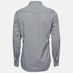 Z Zegna Black Checked Cotton Button Front Slim Fit Shirt L