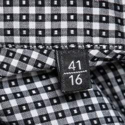 Z Zegna Black Checked Cotton Button Front Slim Fit Shirt L