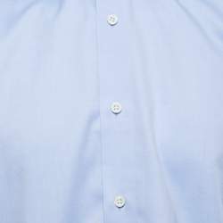 Z Zegna Blue Cotton Wash & Go Long Sleeve Shirt XXL