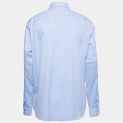 Pre Owned Z Zegna Blue Cotton Wash & Go Long Sleeve Shirt XXL