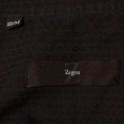 Z Zegna Dark Brown Patterned Cotton Button Front Shirt M