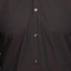Z Zegna Dark Brown Patterned Cotton Button Front Shirt M