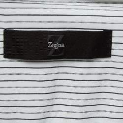 Z Zegna White Striped Stretch Cotton Button Front Shirt XL