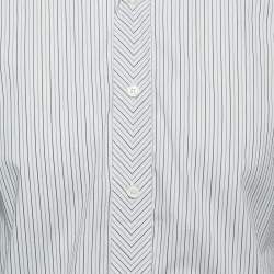 Z Zegna White Striped Stretch Cotton Button Front Shirt XL