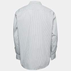 Z Zegna White Striped Stretch Cotton Button Front Shirt XL