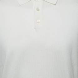 Z Zegna White Cotton Knit Polo T-Shirt L