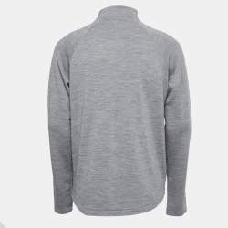 Z Zegna Grey Wool Techmerino Zip Front Sweatshirt L
