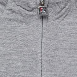 Z Zegna Grey Wool Techmerino Zip Front Sweatshirt L