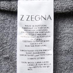 Z Zegna Grey Wool Techmerino Zip Front Sweatshirt L