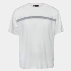 Z Zegna Ivory Wool Contrast Detail Techmerino T-Shirt M