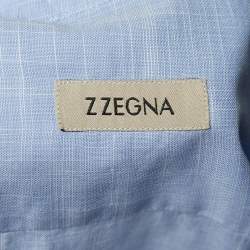 Z Zegna Blue Cotton Button Front Full Sleeve Shirt S