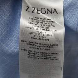 Z Zegna Blue Cotton Button Front Full Sleeve Shirt S
