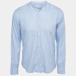 Z Zegna Blue Cotton Button Front Full Sleeve Shirt S