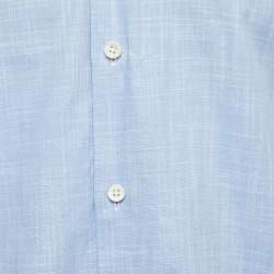 Z Zegna Blue Cotton Button Front Full Sleeve Shirt S