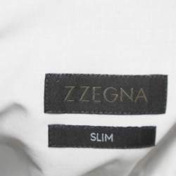 Z Zegna White Cotton Slim Fit Button Front Long Sleeve Shirt M