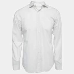 Z Zegna White Cotton Slim Fit Button Front Long Sleeve Shirt M