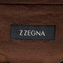 Pre Owned Z Zegna Brown Flocked Detail Cotton Knit T-Shirt XL