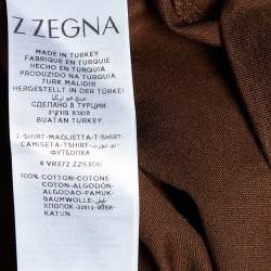 Pre Owned Z Zegna Brown Flocked Detail Cotton Knit T-Shirt XL