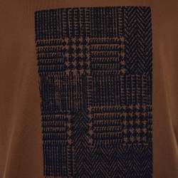 Pre Owned Z Zegna Brown Flocked Detail Cotton Knit T-Shirt XL