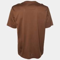Pre Owned Z Zegna Brown Flocked Detail Cotton Knit T-Shirt XL