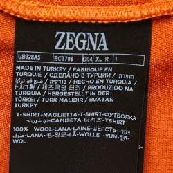 Pre Owned Z Zegna Orange Wool Crew Neck Half Sleeve T-Shirt XL