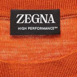 Pre Owned Z Zegna Orange Wool Crew Neck Half Sleeve T-Shirt XL