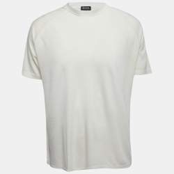  Zegna Cream Wool Crew Neck Half Sleeve T-Shirt XL