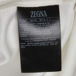  Zegna Cream Wool Crew Neck Half Sleeve T-Shirt XL