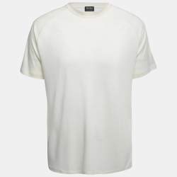 Zegna Cream Wool Crew Neck Half Sleeve T-Shirt XL