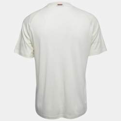 Zegna Cream Wool Crew Neck Half Sleeve T-Shirt XL