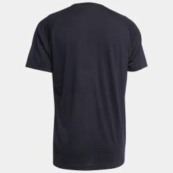 Zegna Navy Blue Wool Crew Neck Half Sleeve T-Shirt XL